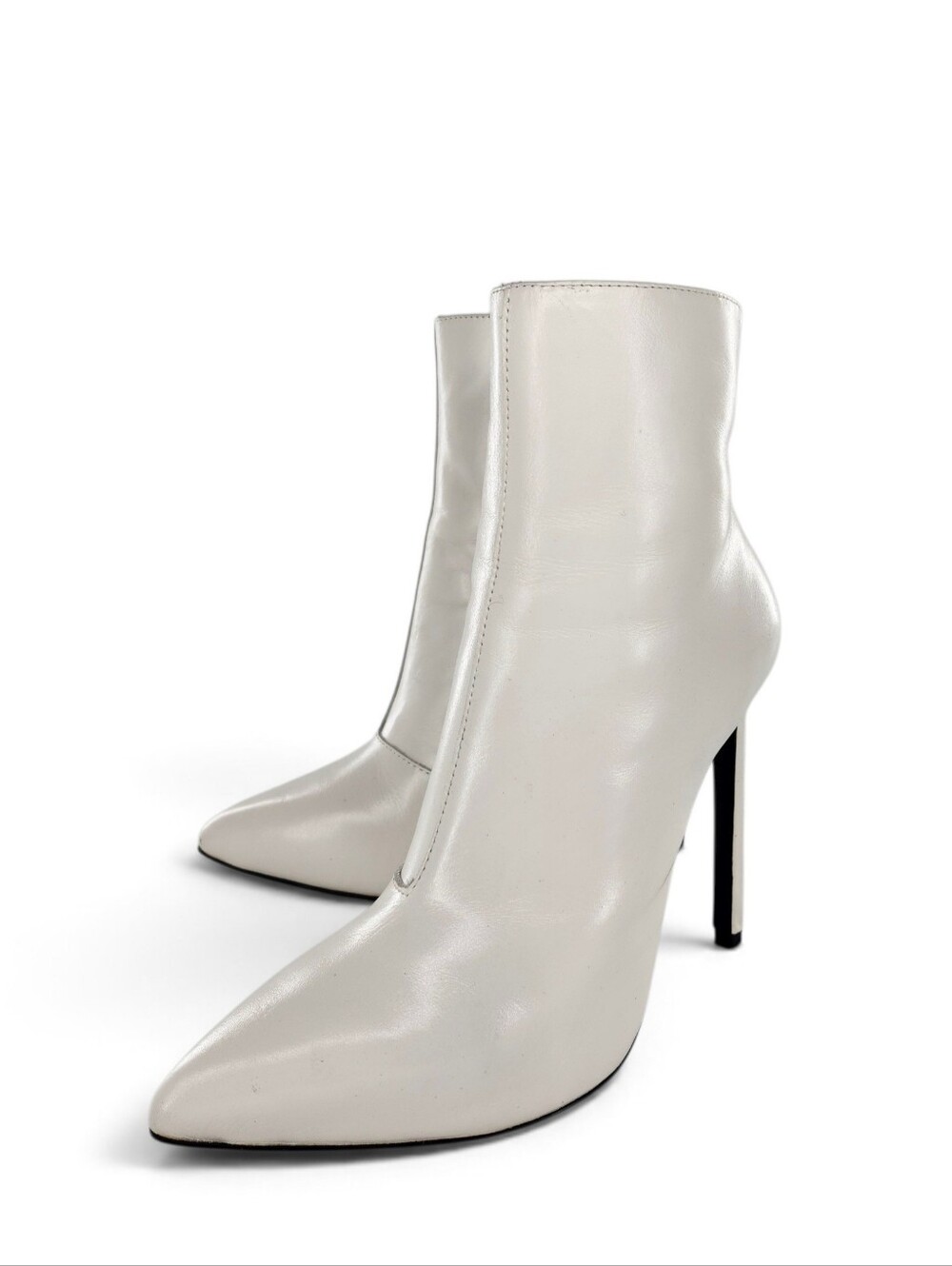 Tony Bianco Freddie White Capietto Leather Point-Toe Stilletto Heel Ankle Bootie - Picture 2 of 13
